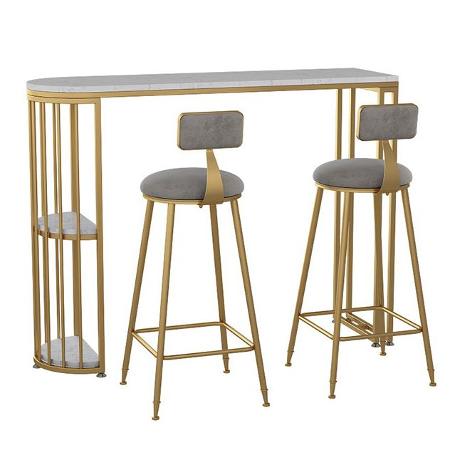 White Stone Bar Table Traditional Luxury Bar Table with Sled Base Clearhalo 'Bar Furniture' 'Bar Tables' 'bar_tables' 'furn' 'furn_bar_tables' 'Furniture' 'furniture_bar_tables' 'Kitchen & Dining Furniture' 1200x1200_fd3bdc62-f6d4-4bb2-967d-c46c64ec9169