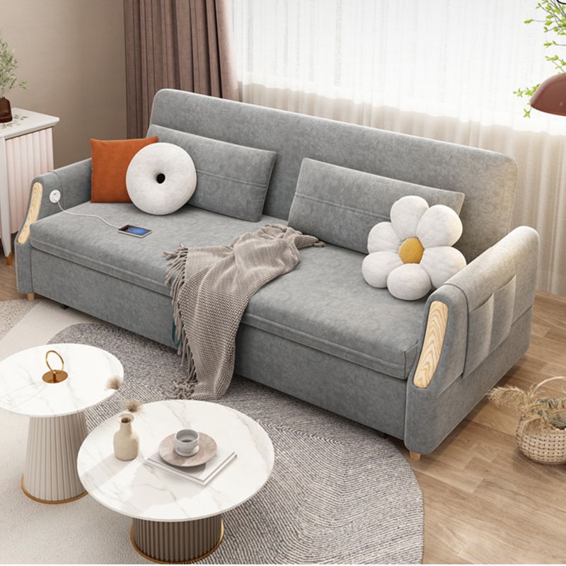 Sofá de cama de cama convertible con brazo inclinado contemporáneo con almacenamiento en gris