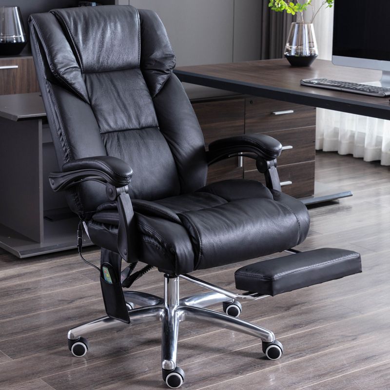 Modern Leather Slide Chair Padded Arms Adjustable Seat Height Office Chair with Wheels Clearhalo 'furn' 'furn_office_chair' 'Furniture' 'Office Chairs' 'Office Furniture' 'office_chair' 1200x1200_fd3cf651-d104-4ef7-8988-b8757e3765b2