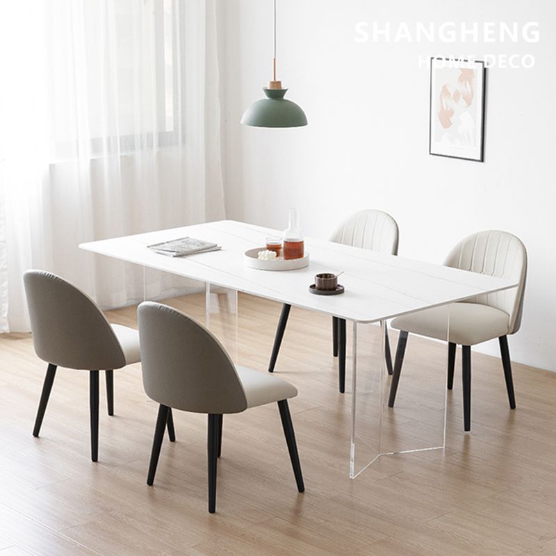 Sintered Stone Dining Table Modern Rectangle Dining Table with Acrylic Base Clearhalo ' dining_table' 'Dining Tables & Seating' 'Dining Tables' 'furn' 'furn_dining_table' 'Furniture' 'furniture_dining_table' 'Kitchen & Dining Furniture' 'kitchen&dining_furn' 'kitchen' 'kitchen_dining_table' 1200x1200_fd3d14f3-36cd-48b5-a83c-6d356fb85ef2