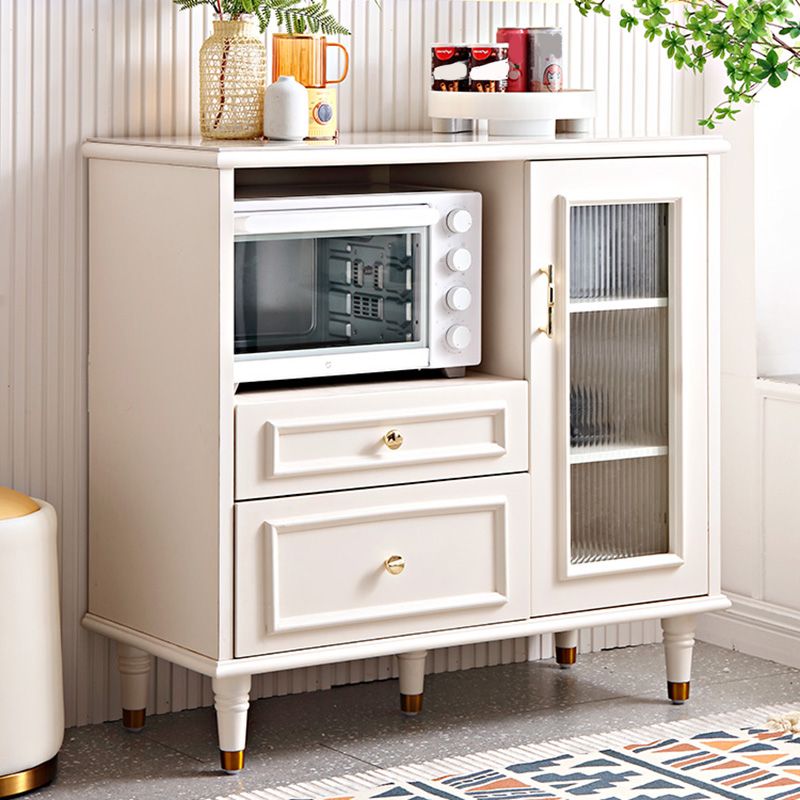 Serveur d'étagère réglable contemporain Server en pierre supérieure avec des jambes en bois massif