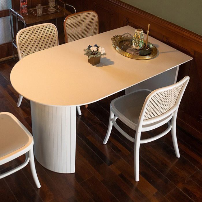 Sintered Stone Dining Table Modern White Furniture with Double Pedestal for Office Clearhalo 'Dining Tables & Seating' 'Dining Tables' 'dining_table' 'furn' 'furn_dining_table' 'Furniture' 'Kitchen & Dining Furniture' 1200x1200_fd40552b-7044-4d83-a1a6-72e064a31fae
