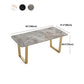 Luxury Sintered Stone Top Kitchen Table Rectangle Table with Double Pedestal in Gold Clearhalo ' dining_table' 'Dining Tables & Seating' 'Dining Tables' 'furn' 'furn_dining_table' 'Furniture' 'furniture_dining_table' 'Kitchen & Dining Furniture' 'kitchen&dining_furn' 'kitchen' 'kitchen_dining_table' 1200x1200_fd408b4c-0d8c-4f7f-8252-8b5feec09d78