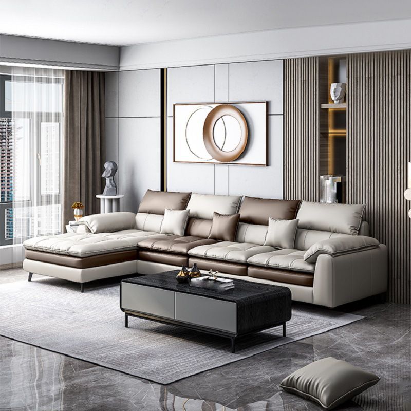 Faux leather High Back Pillow Top Arm Sofa and Sectional with Stain-Resistant Clearhalo 'furn' 'furn_sectionals' 'Furniture' 'furniture_sectionals' 'Living Room Furniture' 'Sectionals' 1200x1200_fd41ff9b-93d5-4034-9c3b-96eafa3e7c6b