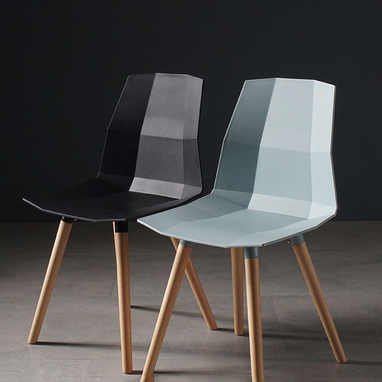Nordic Design Plastic Dining Armless Chair Solid Back Chair with Wood Legs Clearhalo 'Dining Chairs' 'Dining Tables & Seating' 'dining_chair' 'furn' 'furn_dining_chair' 'Furniture' 'furniture_dining_chair' 'Kitchen & Dining Furniture' 1200x1200_fd421d21-a916-44e7-95d7-c8b407af23f1