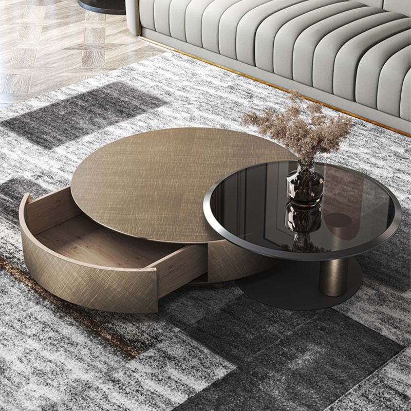 Round Coffee Table Brown Nesting Coffee Table Set for Living Room Clearhalo 'Coffee & Accent Tables' 'Coffee Tables' 'coffee_tables' 'furn' 'furn_coffee_tables' 'Furniture' 'Living Room Furniture' 1200x1200_fd42fa45-7a06-4ab5-ac06-28433f64631e