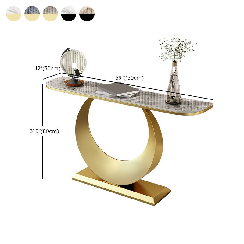 Contemporary Console Accent Table Antique Finish Half Moon Console Sofa Table in Stone Clearhalo 'Console Tables' 'console_tables' 'Entry & Mudroom Furniture' 'furn' 'furn_console_tables' 'Furniture' 1200x1200_fd498390-9ed4-48b1-9342-7aa2fdab16be