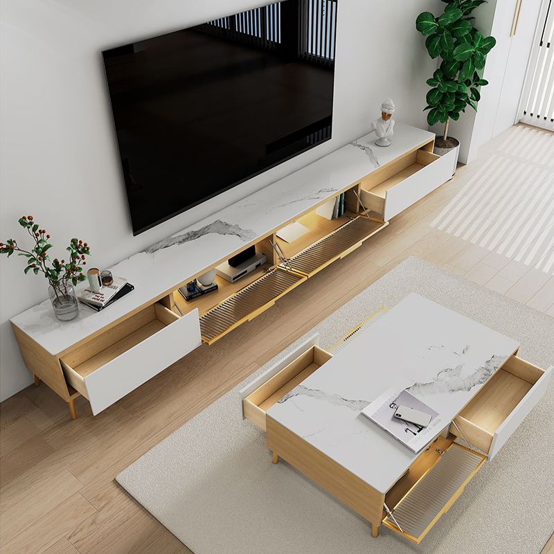 スレートとウッドテレビスタンドモダンミニマリストホームクローズドテレビスタンドコンソール