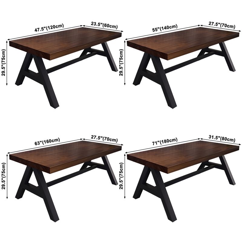 Industrial Solid Wood Dining Table Brown Rectangle Table with Trestle Base for Dinning Room Clearhalo ' dining_table' 'Dining Tables & Seating' 'Dining Tables' 'furn' 'furn_dining_table' 'Furniture' 'furniture_dining_table' 'Kitchen & Dining Furniture' 'kitchen&dining_furn' 'kitchen' 'kitchen_dining_table' 1200x1200_fd4a3763-6e02-4eb5-bc62-3d0586b4a2ba