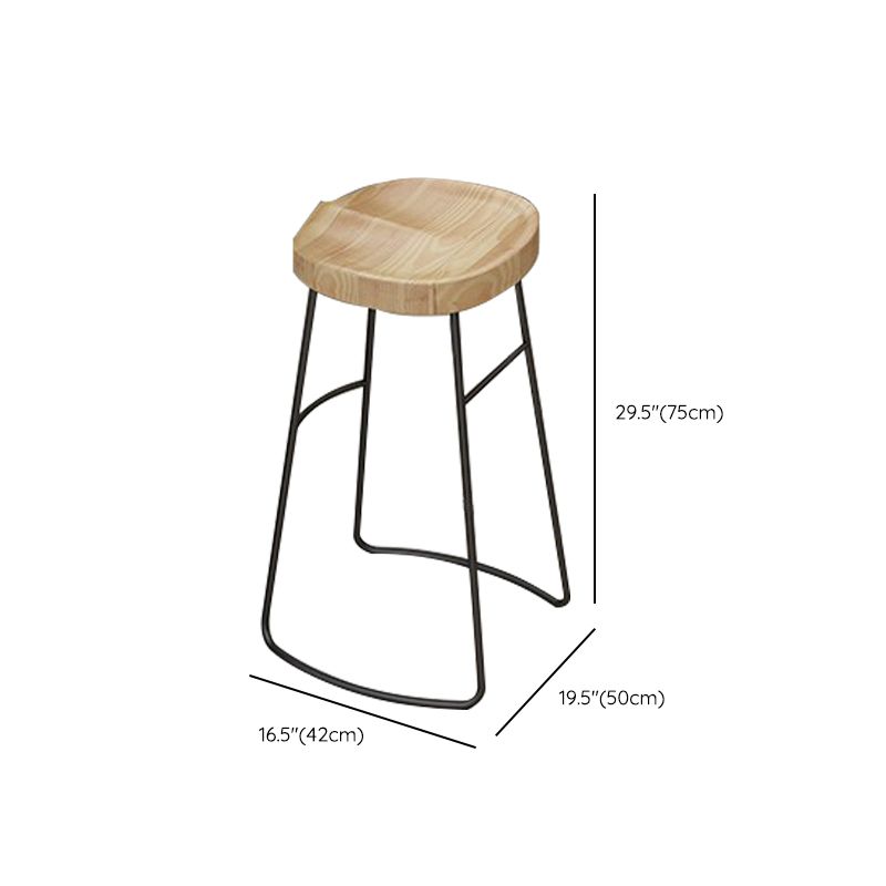 Contoured Seat Dining Stools Solid Wood Bar Stools with Footrest