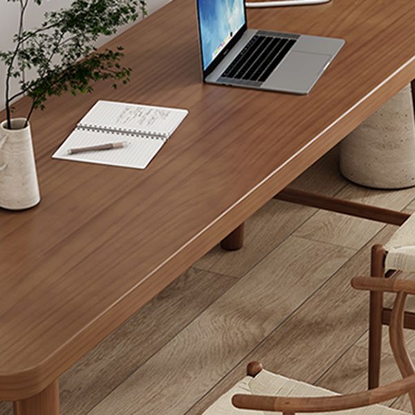 Scrivania curva in legno massiccio moderno da 23,62 pollici da ufficio largo