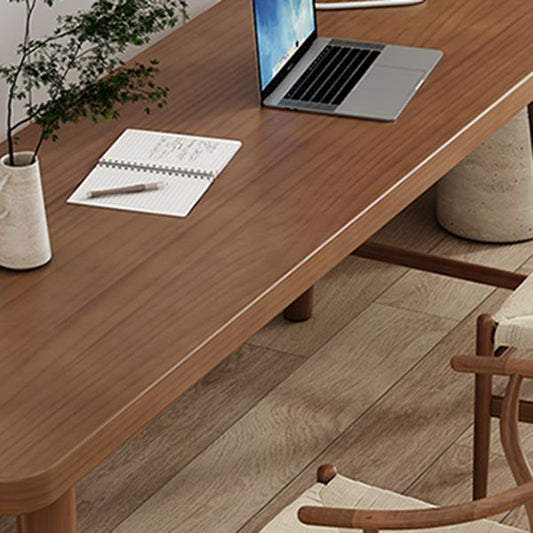 Bureau d'écriture courbe en bois massif moderne de 23,62 pouces de large bureau de bureau