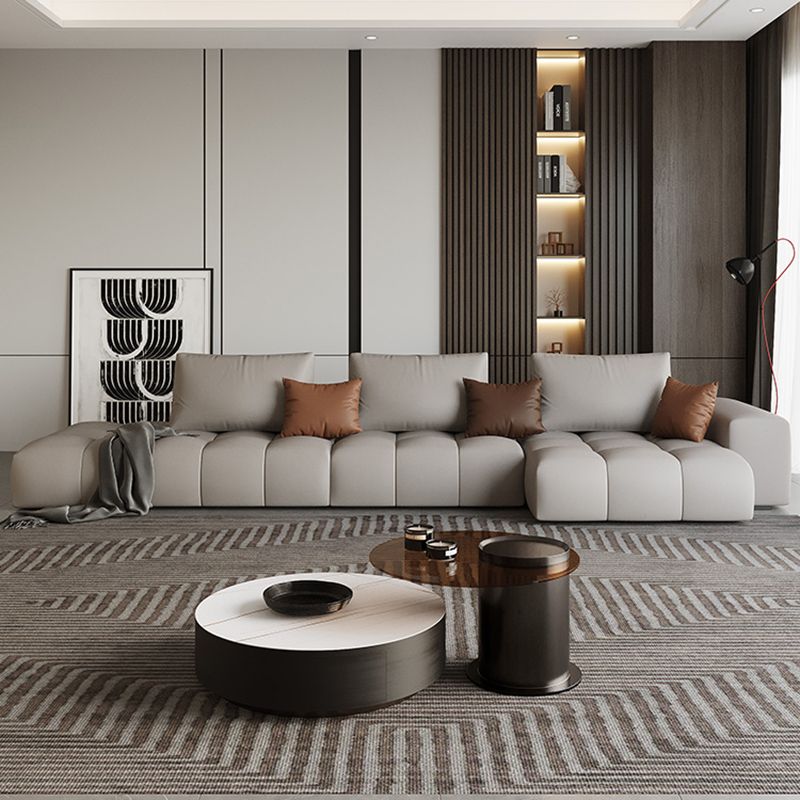 American Traditional Faux Leather Cushions Sofa 37.4"High Square Arm Sofa,White Clearhalo 'furn' 'furn_sectionals' 'Furniture' 'furniture_sectionals' 'kitchen' 'kitchen_sectionals' 'Living Room Furniture' 'Sectionals' 1200x1200_fd4cafc9-bfa6-4a59-ae86-0a595ef0a95e