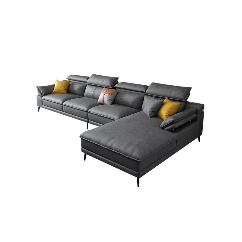 Grey Modern Adjustable Sofa & Chaise Pillow Top Arm Sectional Clearhalo 'furn' 'furn_sectionals' 'Furniture' 'Living Room Furniture' 'Sectionals' 1200x1200_fd4cd738-18f1-49ed-8a29-d4f3f40188f3