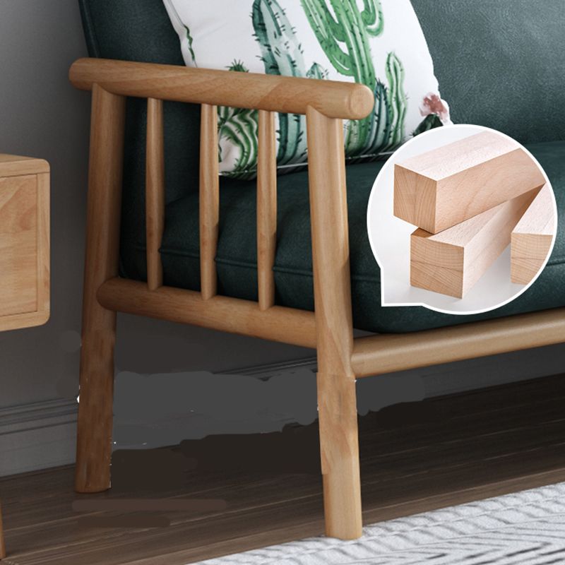 木製ベースのフェイクレザースカンジナビアスクエアアームソファ-30.3 "H