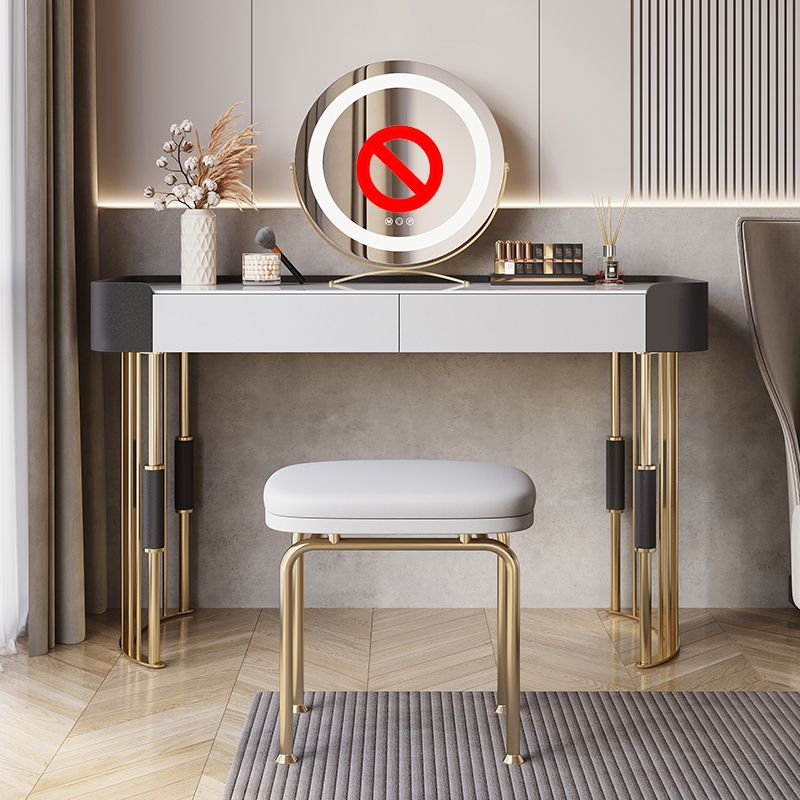 Mesa de tocador de 2 piezas con tocador de maquillaje de piedra acolchada