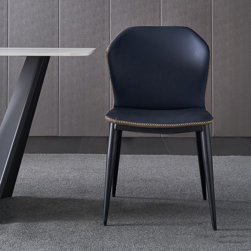 Contemporary Wingback Side Chair Matte Finish Leather Curved Armless Chair Clearhalo ' kitchen&dining_furn' 'Dining Chairs' 'Dining Tables & Seating' 'dining_chair' 'furn' 'furn_dining_chair' 'Furniture' 'furniture_dining_chair' 'Kitchen & Dining Furniture' 'kitchen' 1200x1200_fd4e510f-1578-49bc-8e76-5a8534a5d738