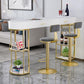 White Stone Indoor Glam Bar Dining Table Iron Double Pedestal Bistro Table with Drawer Clearhalo 'Bar Furniture' 'Bar Tables' 'bar_tables' 'furn' 'furn_bar_tables' 'Furniture' 'furniture_bar_tables' 'Kitchen & Dining Furniture' 'kitchen&dining_furn' 'kitchen' 1200x1200_fd5146bd-b204-411d-912a-3f47cf4bdb0f