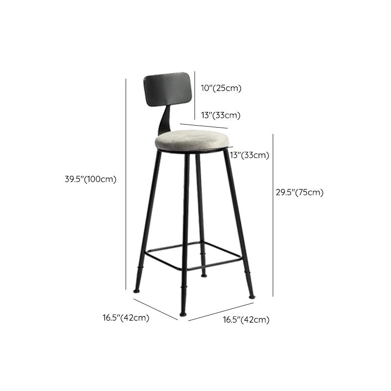 Taburete de bar moderno sin brazos con respaldo, taburete de hierro con cojín de terciopelo para Bar