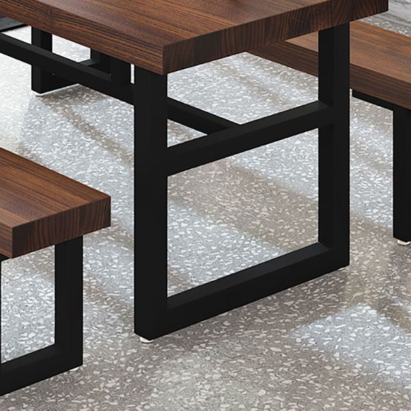 Industrial Rectangle Dining Table Wooden Table with Metal Base for Home Use Clearhalo 'Dining Tables & Seating' 'Dining Tables' 'dining_table' 'furn' 'furn_dining_table' 'Furniture' 'Kitchen & Dining Furniture' 1200x1200_fd56b442-9adf-42b1-ac16-9a180e35757d