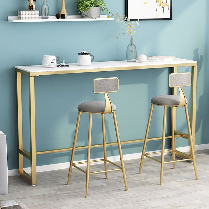 Mesa de bar rectangular de piedra sinterizada, mesa de bar con base dorada y metálica para cocina y sala de estar
