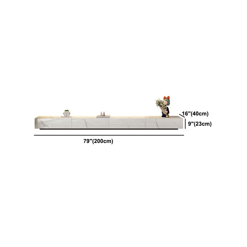 9.06 "H -TV -Ständer zeitgenössischer Stil weiße geschlossene Speicher -TV -Konsole mit Schubladen