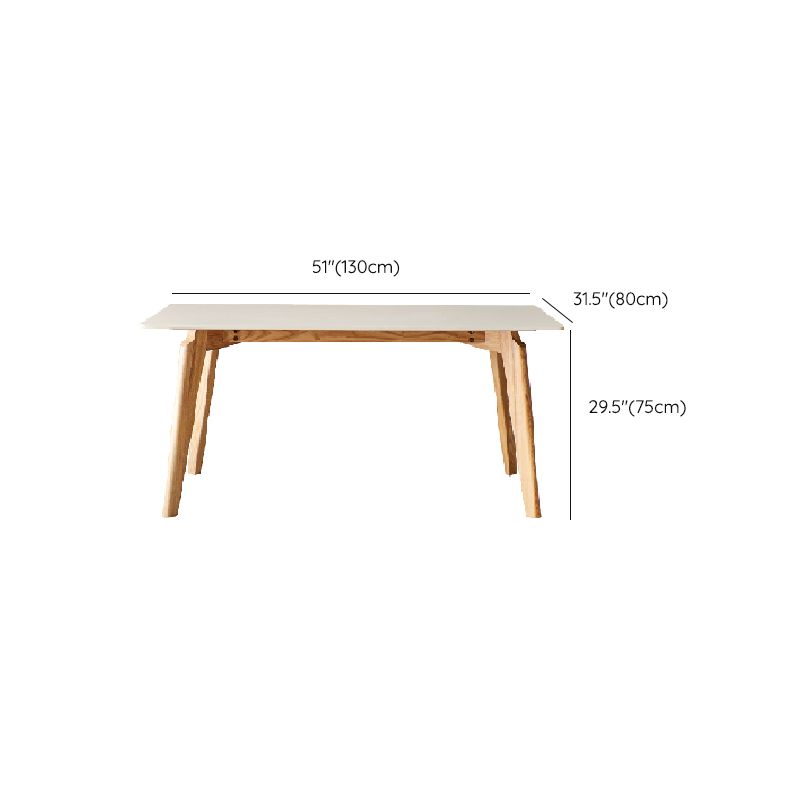 Mid-Century Modern Dining Table White Stone Top Table with Wooden Base Clearhalo 'Dining Tables & Seating' 'Dining Tables' 'dining_table' 'furn' 'furn_dining_table' 'Furniture' 'Kitchen & Dining Furniture' 1200x1200_fd59800b-4f3a-49a2-a3a4-5e1411c76d07