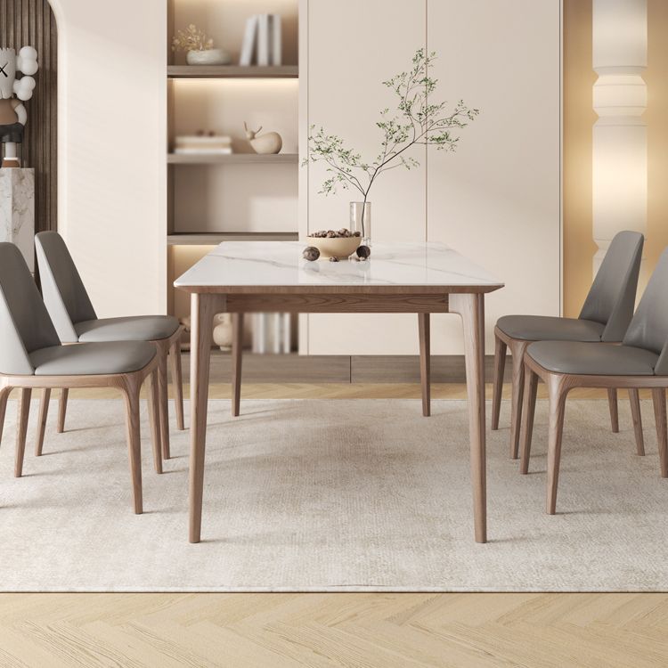 Modern 1/4/5/6/7 Pieces Dining Set Sintered Stone Dining Table Set with Wood Legs for Home Clearhalo 'Dining Room Sets' 'Dining Tables & Seating' 'dining_room_set' 'furn' 'furn_dining_room_set' 'Furniture' 'furniture_dining_room_set' 'Kitchen & Dining Furniture' 'kitchen&dining_furn' 'kitchen' 1200x1200_fd5b281b-deaf-42c1-a0b3-6bf205434226