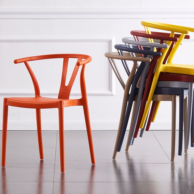 Scandinavian Plastic Armless Dining Chairs Stackable Dining Side Chair (Set of 4) Clearhalo ' kitchen&dining_furn' 'Dining Chairs' 'Dining Tables & Seating' 'dining_chair' 'furn' 'furn_dining_chair' 'Furniture' 'furniture_dining_chair' 'Kitchen & Dining Furniture' 'kitchen' 1200x1200_fd5e1375-9484-4bfd-b260-7f161ea2151e