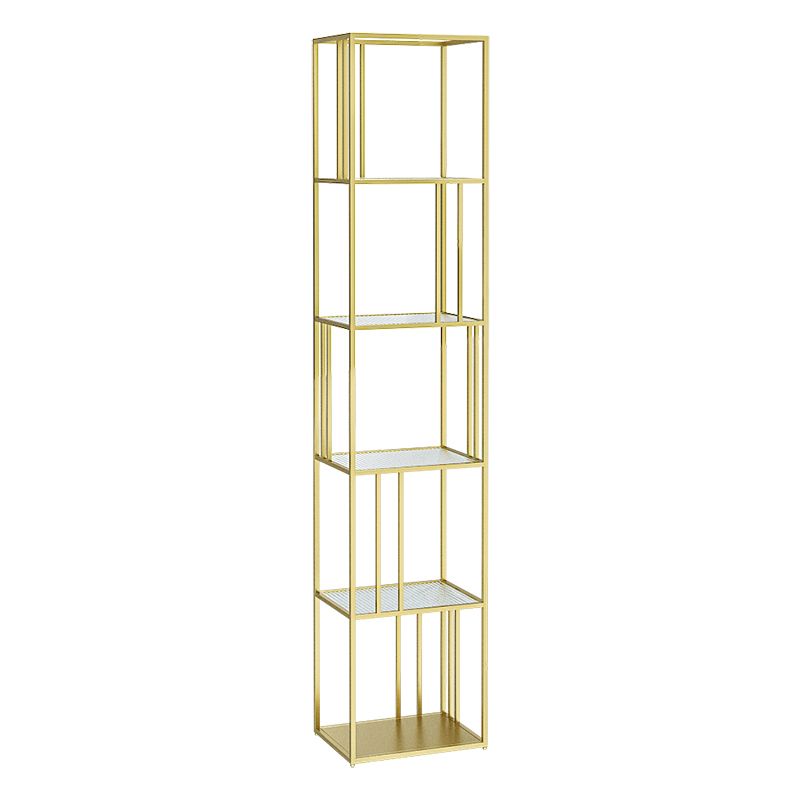 4-Shelf Modern Open Etagere Bookshelf with Iron Frame Glass Shelf Clearhalo 'Bookcases' 'Furniture' 'furniture_bookcases' 'kitchen' 'kitchen_bookcases' 'Living Room Furniture' 'Office Furniture' 1200x1200_fd5f2698-c4c0-4a04-ba7f-cf01848064e3