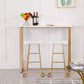 Juego de mesa de bar Glam con caballete, 1/2/3 piezas, altura de mostrador rectangular de madera, color blanco