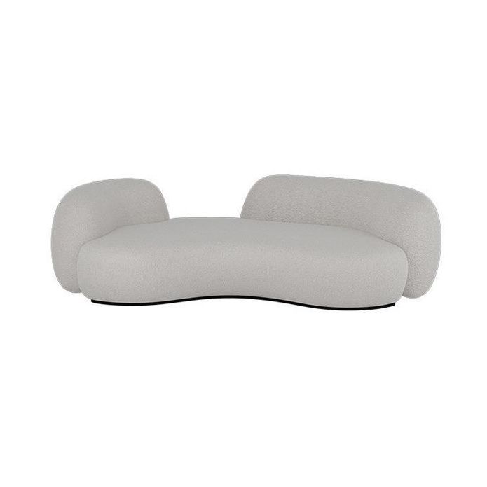 リビングルームのための現代の白いウール湾曲したソファの傾斜腕ソファ