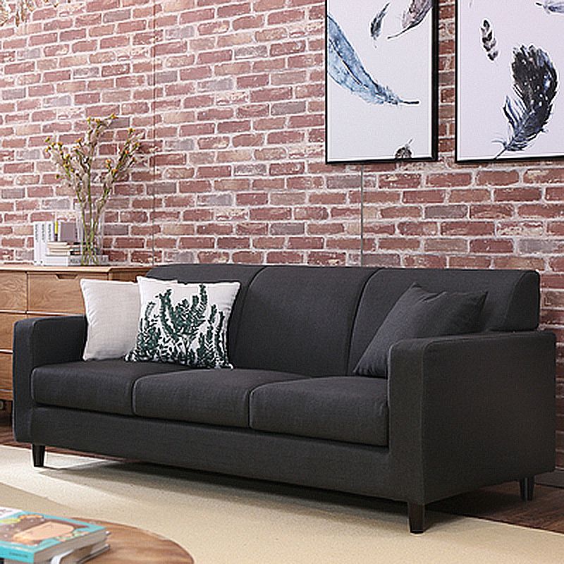 Contemporary Velvet/Linen Couch Square Arm Sofa with Loose Back Clearhalo 'furn' 'furn_sofas' 'Furniture' 'furniture_sofas' 'Living Room Furniture' 'Sofa' 'sofas' 1200x1200_fd60bd15-1357-4e91-b34e-c4659e31a9d3