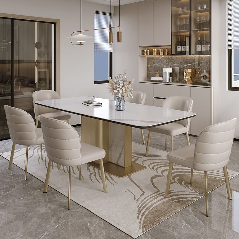 Nordic Glam Style Sintered Stone Rectangle Table Set 1/4/5/7 Pieces Dining Set Clearhalo 'Dining Room Sets' 'Dining Tables & Seating' 'dining_room_set' 'furn' 'furn_dining_room_set' 'Furniture' 'Kitchen & Dining Furniture' 1200x1200_fd6227f4-dbb4-422f-8e5a-d082675b5926