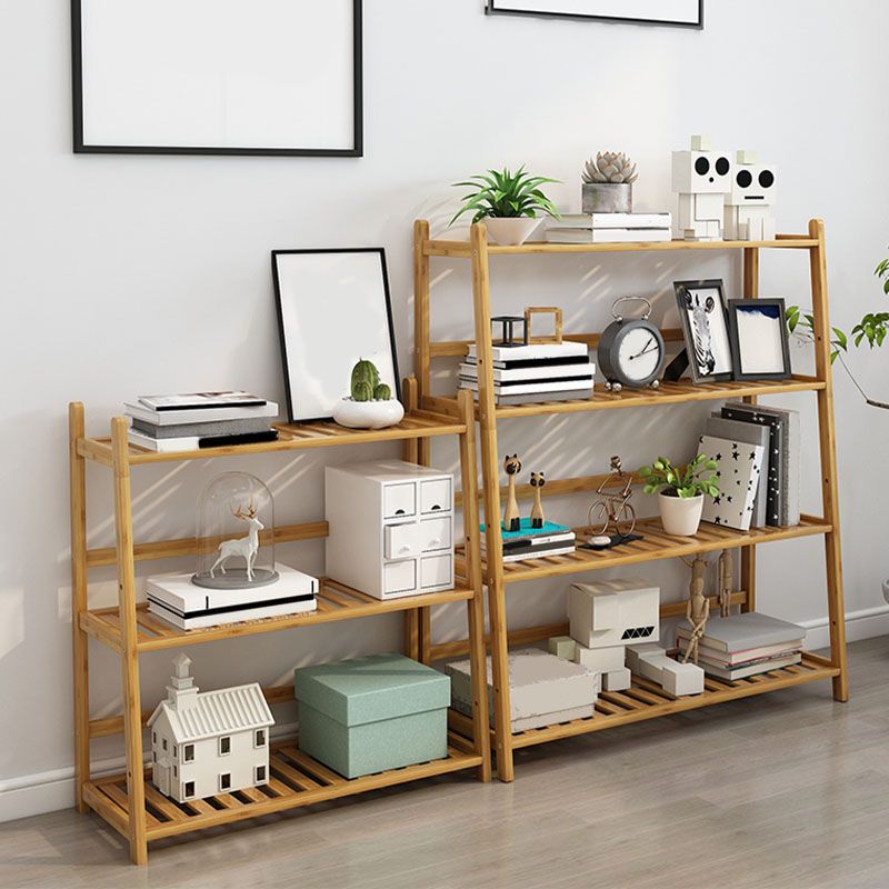 Contemporary Open Back Bamboo Bookshelf Ladder Bookcase with Shelves Clearhalo 'Bookcases' 'furn' 'furn_bookcases' 'Furniture' 'Office Furniture' 1200x1200_fd642dcf-7406-4d49-9ce5-f820e9d8a3b5