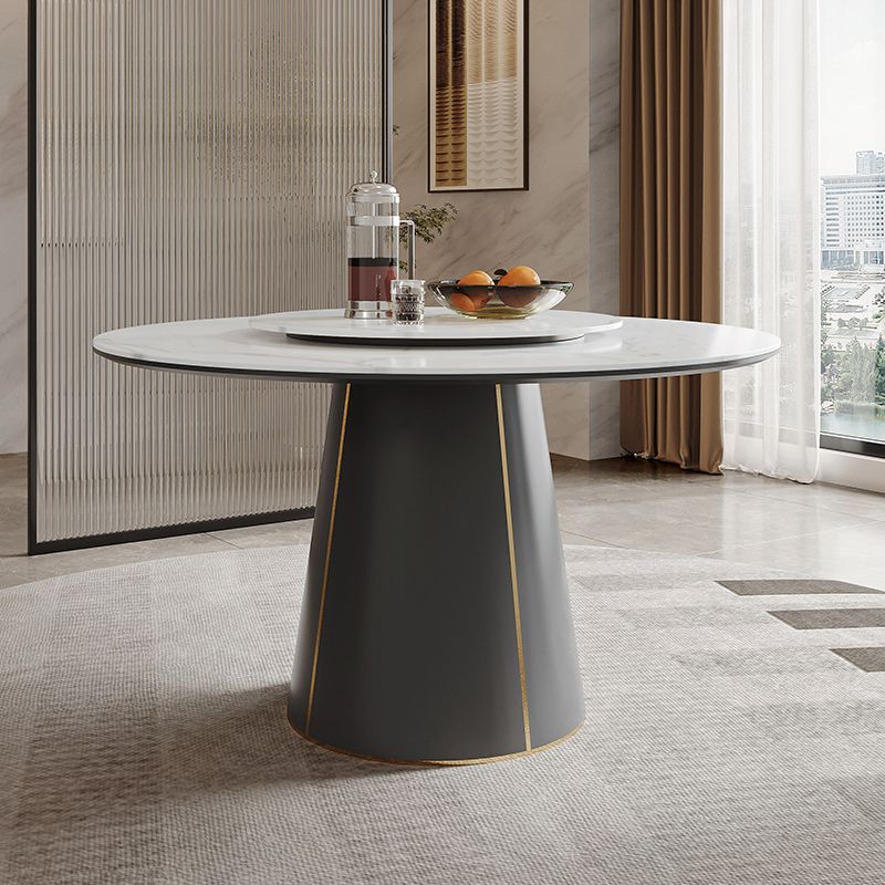 モダンな石造りの家具1/2/5/7/9 PCS布張りの椅子付きダイナーテーブル丸い形状