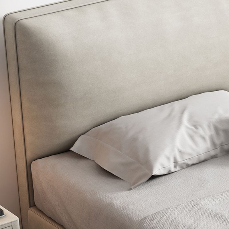 Modern wit houten standaardbed met rechthoekig paneelhoofdeinde