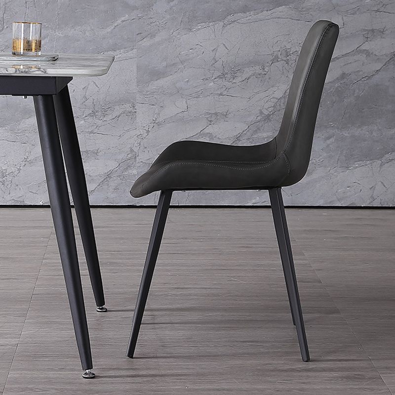 Modern Leather Curved Dining Chair Matte Finish Parsons Chair for Brasserie Clearhalo ' kitchen&dining_furn' 'Dining Chairs' 'Dining Tables & Seating' 'dining_chair' 'furn' 'furn_dining_chair' 'Furniture' 'furniture_dining_chair' 'Kitchen & Dining Furniture' 'kitchen' 1200x1200_fd65f3df-07ee-4982-bae7-8d20ecb4e321