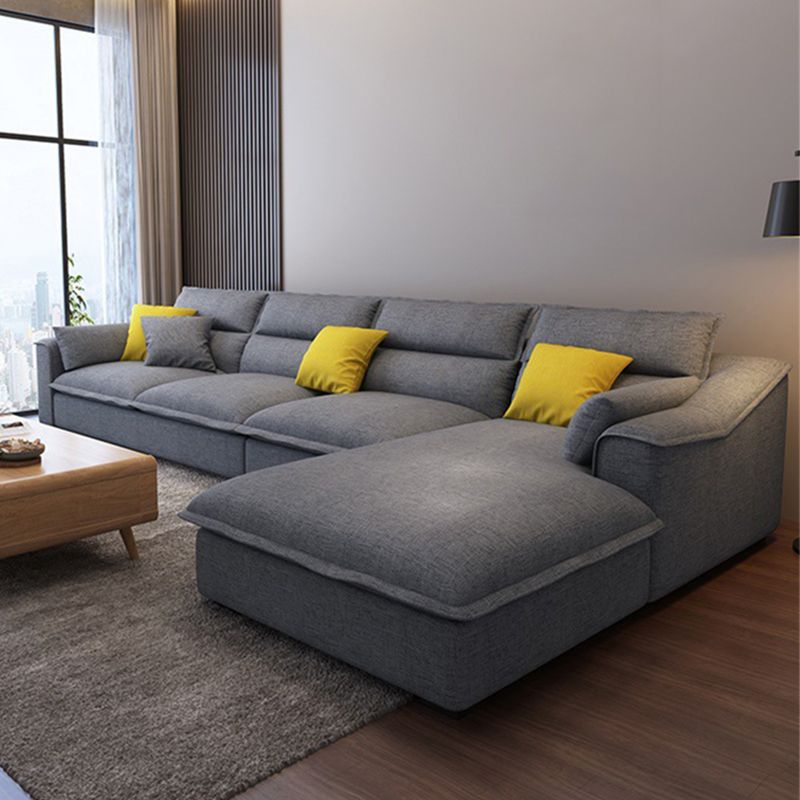 Moderno lino a 4 posti sezionale al braccio inclinato