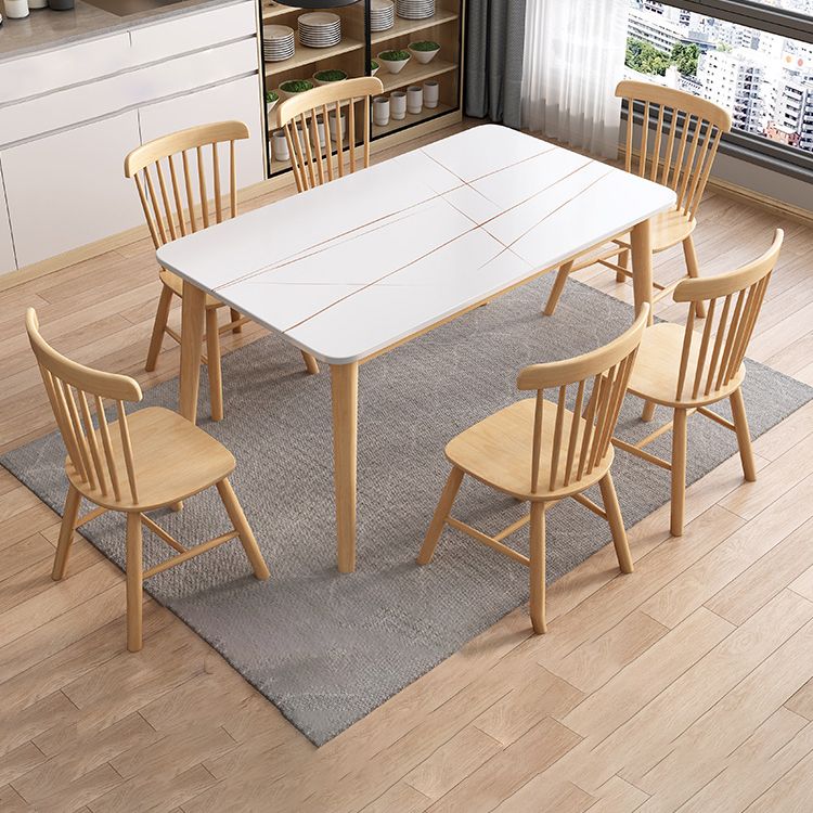 Modern Sintered Stone Dining Table¬†Set for 4/6 Dining Set with Rectangle Table and Windsor Chairs Clearhalo 'Dining Room Sets' 'Dining Tables & Seating' 'dining_room_set' 'furn' 'furn_dining_room_set' 'Furniture' 'furniture_dining_room_set' 'Kitchen & Dining Furniture' 'kitchen&dining_furn' 'kitchen' 1200x1200_fd67a36a-af59-47b6-9500-3b264f3b2ba5