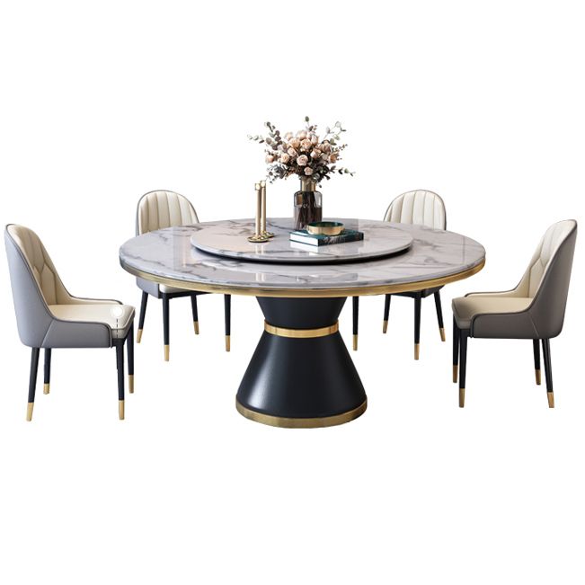 Marble Dining Table Luxury Style Single Pedestal Base Round Table for Home Clearhalo ' dining_table' 'Dining Tables & Seating' 'Dining Tables' 'furn' 'furn_dining_table' 'Furniture' 'furniture_dining_table' 'Kitchen & Dining Furniture' 'kitchen&dining_furn' 'kitchen' 'kitchen_dining_table' 1200x1200_fd684d92-d23f-456b-9cfd-82bb47a5d6ce