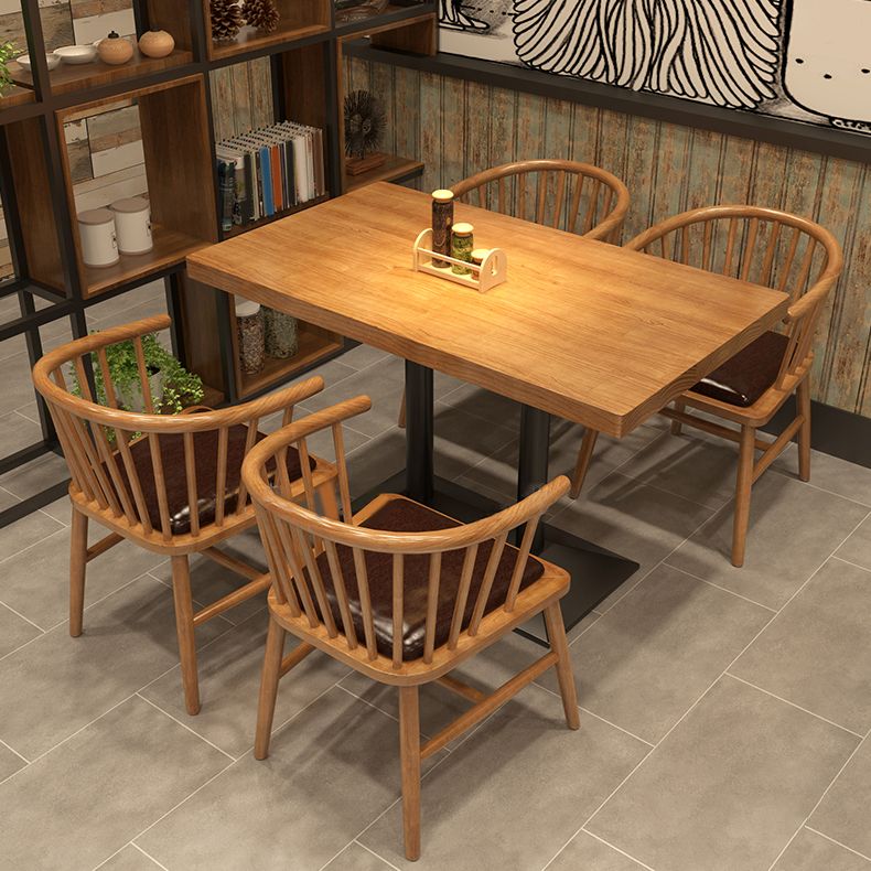 Set di tavoli da pranzo industriale in legno massiccio 1/2/3/5 PC Dinette marrone chiaro