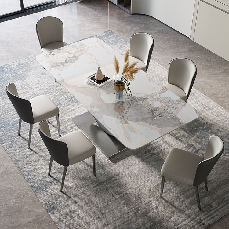 Nordic 1/4/5/7 Pieces Rectangle Dining Set Sintered Stone Top Table with Leather Chairs Clearhalo 'Dining Room Sets' 'Dining Tables & Seating' 'dining_room_set' 'furn' 'furn_dining_room_set' 'Furniture' 'furniture_dining_room_set' 'Kitchen & Dining Furniture' 'kitchen&dining_furn' 'kitchen' 1200x1200_fd6bac1b-6e34-44d6-a496-a39ceb55b10d