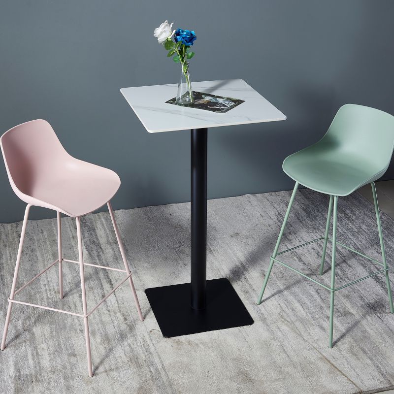 Industrial Black Iron Bar Dining Table Stone Top Engineered Wood Indoor Bistro Table Clearhalo 'Bar Furniture' 'Bar Tables' 'bar_tables' 'furn' 'furn_bar_tables' 'Furniture' 'furniture_bar_tables' 'Kitchen & Dining Furniture' 1200x1200_fd6bb158-3b32-4fb7-9a04-97a8e6245afe