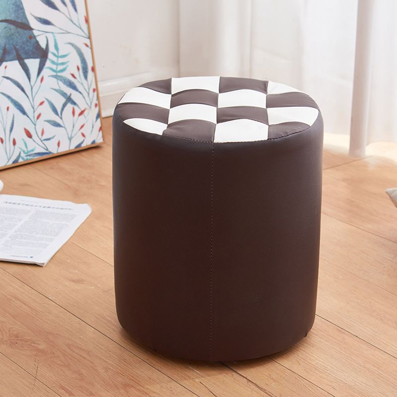 Contemporary Pouf Ottoman PU Leather Upholstered Tufted Square Pattern Round Ottoman Clearhalo 'furn' 'furn_ottomans_poufs' 'Furniture' 'Living Room Furniture' 'Ottomans & Poufs' 'ottomans_poufs' 1200x1200_fd6cee17-145a-44b4-8ae9-d852bf74d210