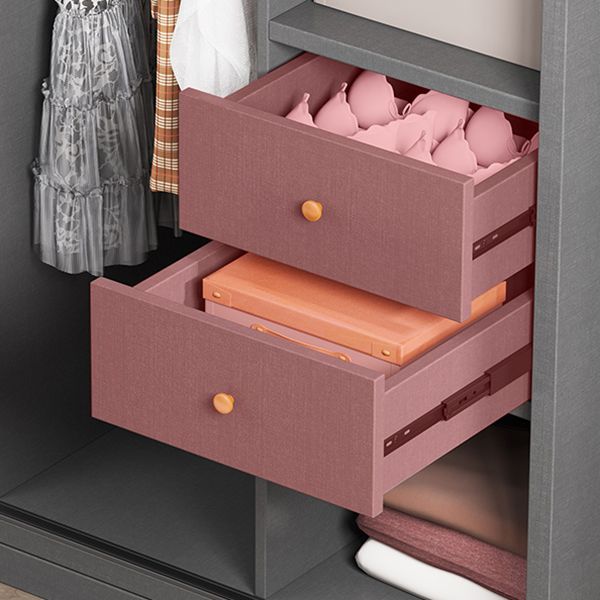 Modern Artificial Wood Wardrobe Armoire Freestanding Wardrobe in Black