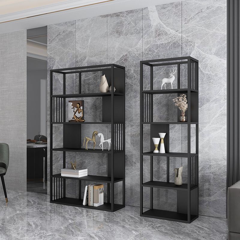 Industrial Metal Bookshelf Standard Black Open Back Bookcase with Shelves Clearhalo 'Bookcases' 'furn' 'furn_bookcases' 'Furniture' 'Office Furniture' 1200x1200_fd6e708e-e9af-4d0f-b2ab-f16704a98036