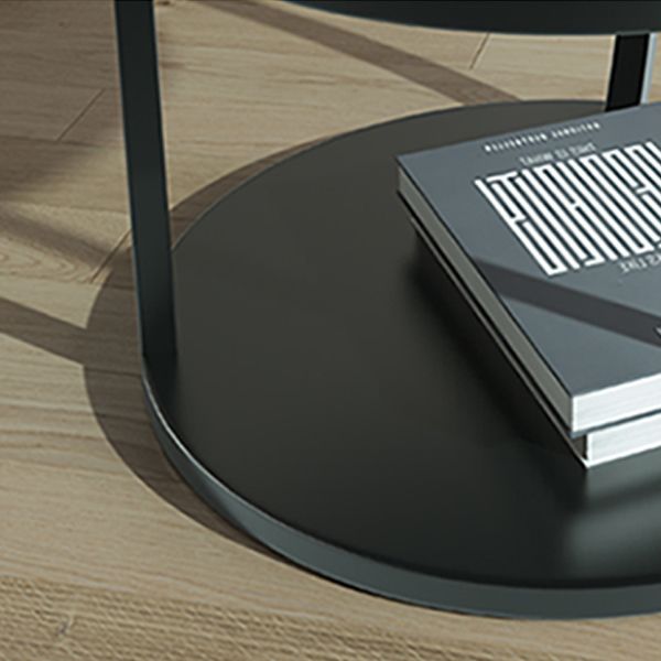 Contemporary Coffee Table Round Stone Top Extendable Coffee Cocktail Table Clearhalo 'Coffee & Accent Tables' 'Coffee Tables' 'coffee_tables' 'furn' 'furn_coffee_tables' 'Furniture' 'Living Room Furniture' 1200x1200_fd6eb78d-c713-419a-a638-a05f29963251