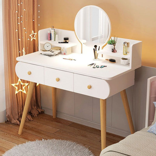 Contemporary White Vanity Dressing Table with Mirror in Solid Wood Clearhalo 'Bedroom Furniture' 'furn' 'furn_makeup_vanities' 'Furniture' 'Makeup Vanities' 'makeup_vanities' 1200x1200_fd71bcec-fdf3-4cee-83ba-37c68b449cc9