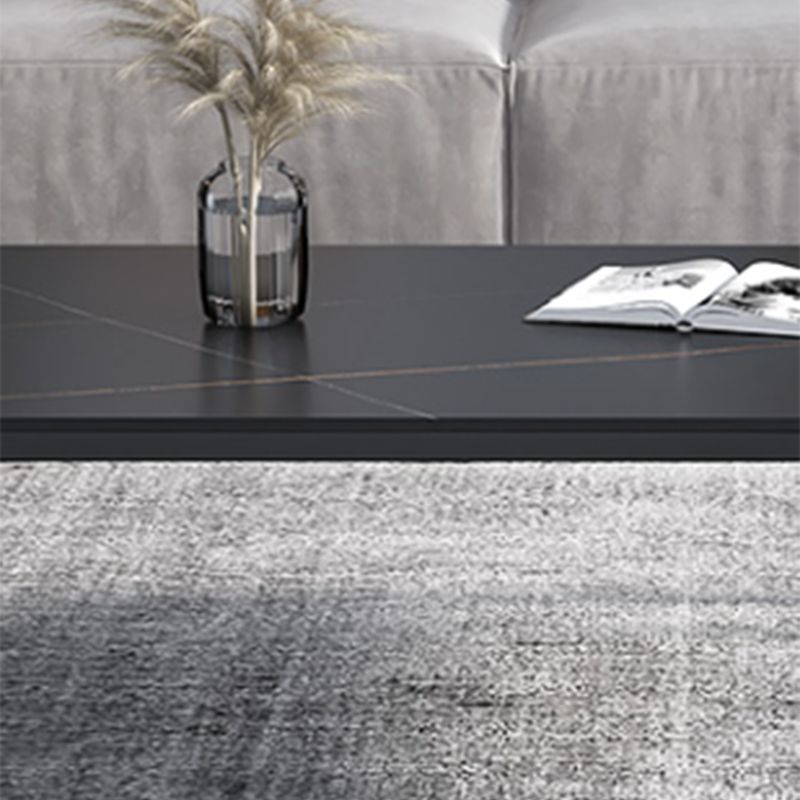 Glam Style White/black/grey Rock Slate Top Metal Base Coffee Table